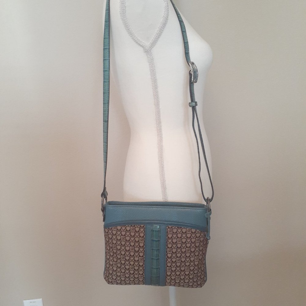Brighton Monogram Canvas and Leather Crossbody Purse